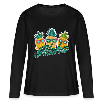 Hawaï - T-shirt manches longues Premium bio Femme - noir - Devant - Julia (174cm)