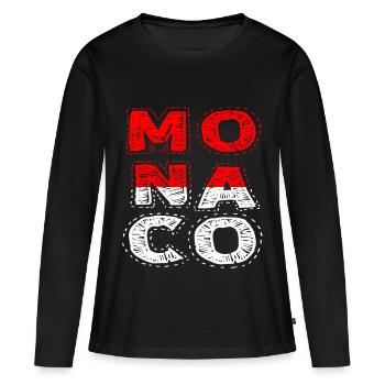 Monaco - T-shirt manches longues Premium bio Femme - noir - Devant - Julia (174cm)