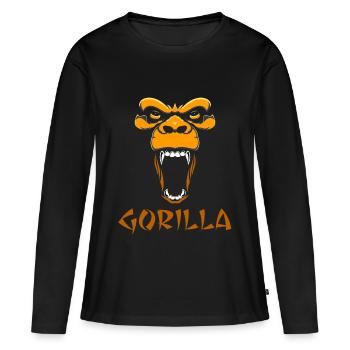 gorilla - Women's Premium Organic Long Sleeve Shirt - black - Front - Julia (174cm)
