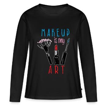Artiste de maquillage - T-shirt manches longues Premium bio Femme - noir - Devant - Julia (174cm)