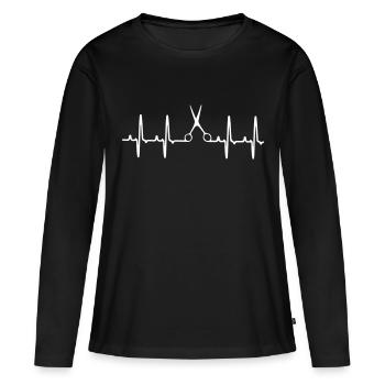 Puls Schere - Frauen Premium Bio Langarmshirt - Schwarz - Vorne - Julia (174cm)