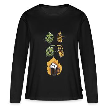 Hopfen und Weizen Fusion zu Bier - Frauen Premium Bio Langarmshirt - Schwarz - Vorne - Julia (174cm)
