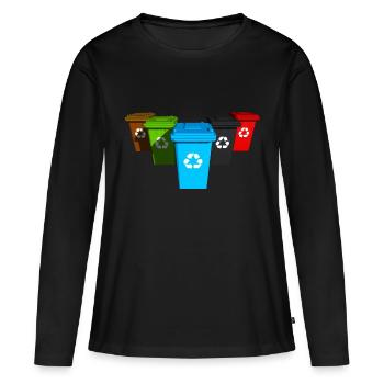 Recyclage des déchets de séparation Gestion des déchets Muellone - T-shirt manches longues Premium bio Femme - noir - Devant - Julia (174cm)