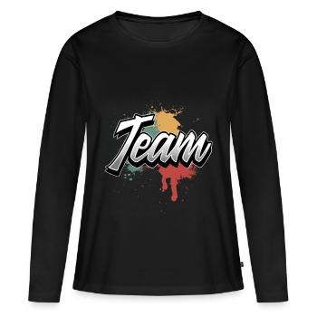Équipe - T-shirt manches longues Premium bio Femme - noir - Devant - Julia (174cm)