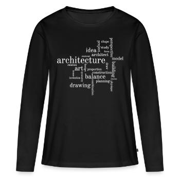 Architecture Facettes Travail Contenu - T-shirt manches longues Premium bio Femme - noir - Devant - Julia (174cm)