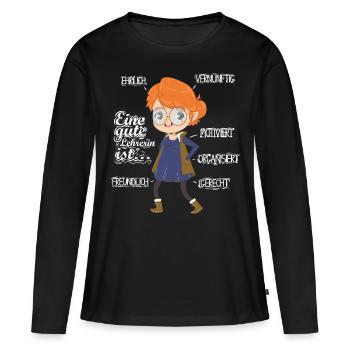 Teacher Gift - Women's Premium Organic Long Sleeve Shirt - black - Front - Julia (174cm)