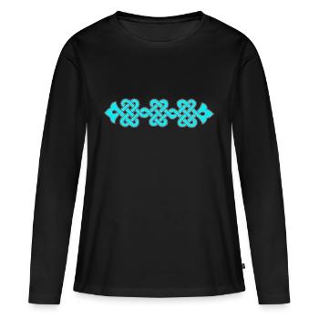 ornement complexe, turquoise - T-shirt manches longues Premium bio Femme - noir - Devant - Julia (174cm)