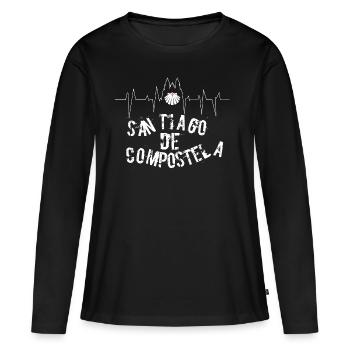 Saint-Jacques-de-Compostelle Cathédrale du Chemin de Saint-Jacques - T-shirt manches longues Premium bio Femme - noir - Devant - Julia (174cm)