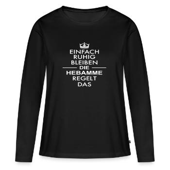 DIE HEBAMME - Frauen Premium Bio Langarmshirt - Schwarz - Vorne - Julia (174cm)
