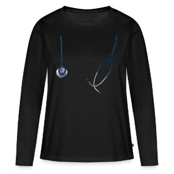 stéthoscope - T-shirt manches longues Premium bio Femme - noir - Devant - Julia (174cm)