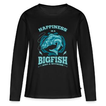 Happiness is a big fish and a witness Geschenkidee - Frauen Premium Bio Langarmshirt - Schwarz - Vorne - Julia (174cm)