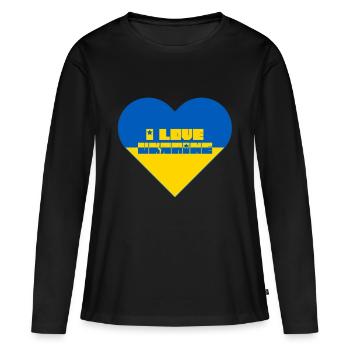 Ukraine - T-shirt manches longues Premium bio Femme - noir - Devant - Julia (174cm)