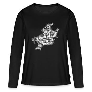 Frankfurt - Frauen Premium Bio Langarmshirt - Schwarz - Vorne - Julia (174cm)