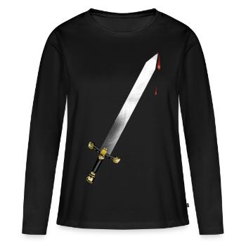 Schwert mit Blut - Frauen Premium Bio Langarmshirt - Schwarz - Vorne - Julia (174cm)