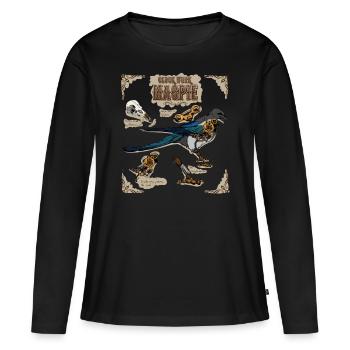 Steampunk Clockwork Magpie - Women's Premium Organic Long Sleeve Shirt - black - Front - Julia (174cm)