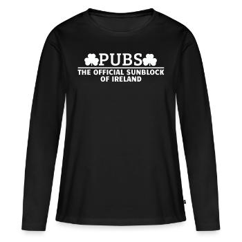 Irische Pubs St Patricks Day - Frauen Premium Bio Langarmshirt - Schwarz - Vorne - Julia (174cm)