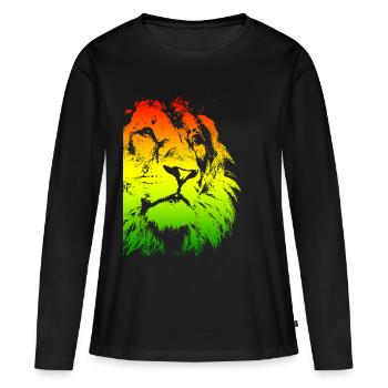 Tête de lion - T-shirt manches longues Premium bio Femme - noir - Devant - Julia (174cm)