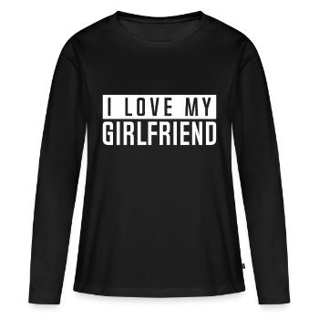 I Love My Girlfriend - T-shirt manches longues Premium bio Femme - noir - Devant - Julia (174cm)