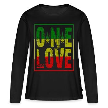 Rasta un amour - T-shirt manches longues Premium bio Femme - noir - Devant - Julia (174cm)