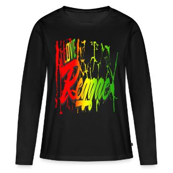 Reggae 6J'aime le reggae - T-shirt manches longues Premium bio Femme - noir - Devant - Julia (174cm)
