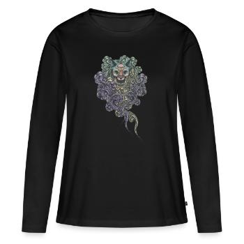 Bastet sur le terrain - T-shirt manches longues Premium bio Femme - noir - Devant - Julia (174cm)
