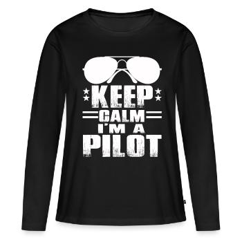 Je suis un pilote je suis un pilote - T-shirt manches longues Premium bio Femme - noir - Devant - Julia (174cm)