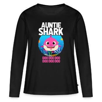 Aunty Hai Shark Sea Auntie Gift - Women's Premium Organic Long Sleeve Shirt - black - Front - Julia (174cm)