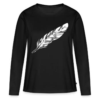 Feder - Frauen Premium Bio Langarmshirt - Schwarz - Vorne - Julia (174cm)