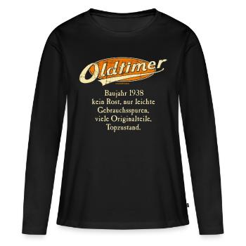 BD - Oldtimer Baujahr Jahrgang 1938 retro orange - Frauen Premium Bio Langarmshirt - Schwarz - Vorne - Julia (174cm)