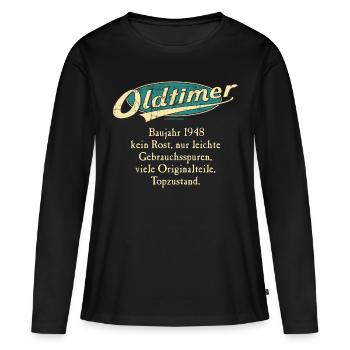 BD - Oldtimer Baujahr Jahrgang 1948 retro türkis - Frauen Premium Bio Langarmshirt - Schwarz - Vorne - Julia (174cm)