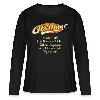BD - Oldtimer Baujahr Jahrgang 1965 retro orange - Frauen Premium Bio Langarmshirt - Schwarz - Vorne - Julia (174cm)