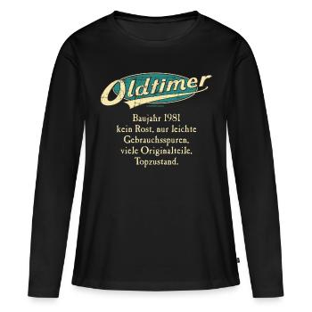 BD - Oldtimer Baujahr Jahrgang 1981 retro türkis - Frauen Premium Bio Langarmshirt - Schwarz - Vorne - Julia (174cm)