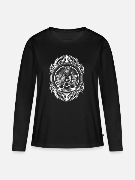 Biker T-Shirt - Frauen Premium Bio Langarmshirt - Schwarz