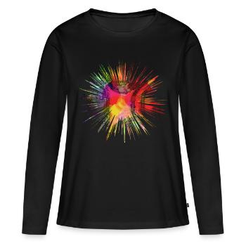Etoile arc-en-ciel - T-shirt manches longues Premium bio Femme - noir - Devant - Julia (174cm)