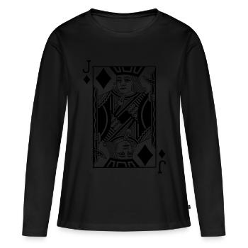 Jeu de cartes Check Jacks - T-shirt manches longues Premium bio Femme - noir - Devant - Julia (174cm)
