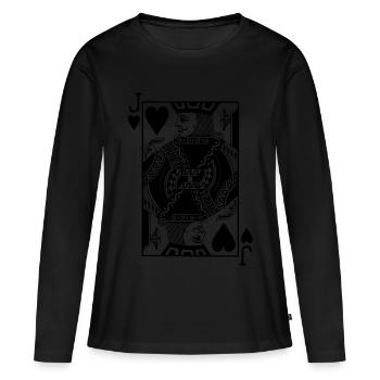 Jeu de cartes Heart Jack - T-shirt manches longues Premium bio Femme - noir - Devant - Julia (174cm)
