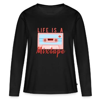 La vie est une mixtape La vie est une cartouche de mixage - T-shirt manches longues Premium bio Femme - noir - Devant - Julia (174cm)