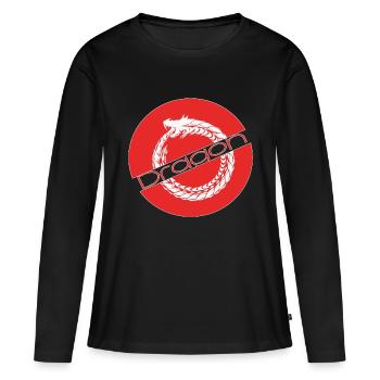Drache, dragon head, chinesischer drache, Drachen, - Frauen Premium Bio Langarmshirt - Schwarz - Vorne - Julia (174cm)