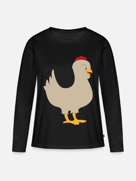 Huhn - Frauen Premium Bio Langarmshirt - Schwarz