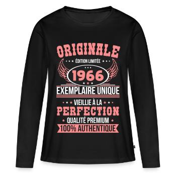 1966 – Einzigartiges Beispiel – Premiumqualität - Frauen Premium Bio Langarmshirt - Schwarz - Vorne - Julia (174cm)