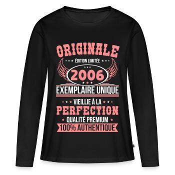 2006 – Einzigartiges Beispiel – Premiumqualität - Frauen Premium Bio Langarmshirt - Schwarz - Vorne - Julia (174cm)