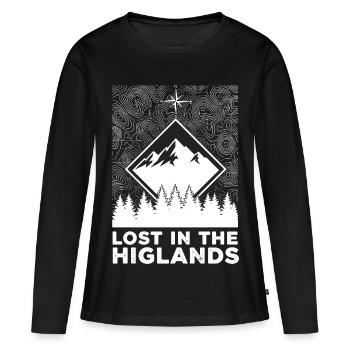 Perdu dans les Highlands - T-shirt manches longues Premium bio Femme - noir - Devant - Julia (174cm)