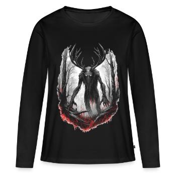 Forest Stalker – Cryptid Horror - Women's Premium Organic Long Sleeve Shirt - black - Front - Julia (174cm)