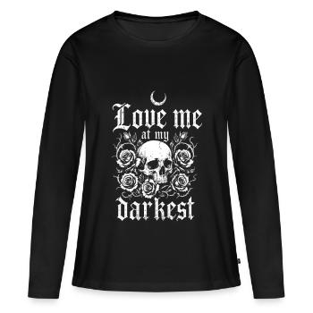 Crâne et Roses gothiques | Alternative à la romance noire - T-shirt manches longues Premium bio Femme - noir - Devant - Julia (174cm)