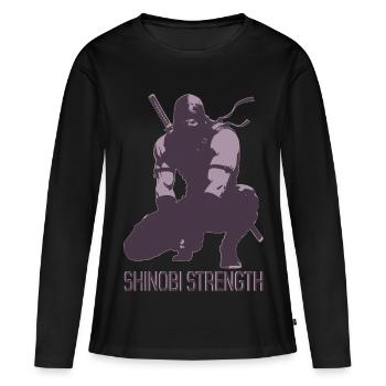 Shinobi Strength Anime Gym Shirt – Ninja Workout - T-shirt manches longues Premium bio Femme - noir - Devant - Julia (174cm)