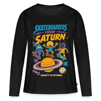 Skateurs de Saturne - T-shirt manches longues Premium bio Femme - noir - Devant - Julia (174cm)
