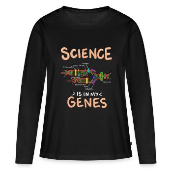 Science génétique drôle dans les gènes - T-shirt manches longues Premium bio Femme - noir - Devant - Julia (174cm)