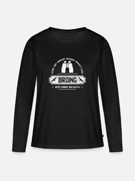 Birding Ornithologe - Frauen Premium Bio Langarmshirt - Schwarz