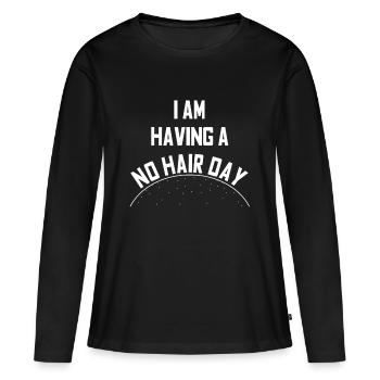 Cadeau de tête chauve drôle d'humour chauve chauve - T-shirt manches longues Premium bio Femme - noir - Devant - Julia (174cm)