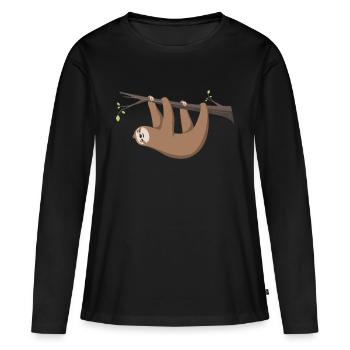 Sloth Sloth hangs on the branch - Women's Premium Organic Long Sleeve Shirt - black - Front - Julia (174cm)